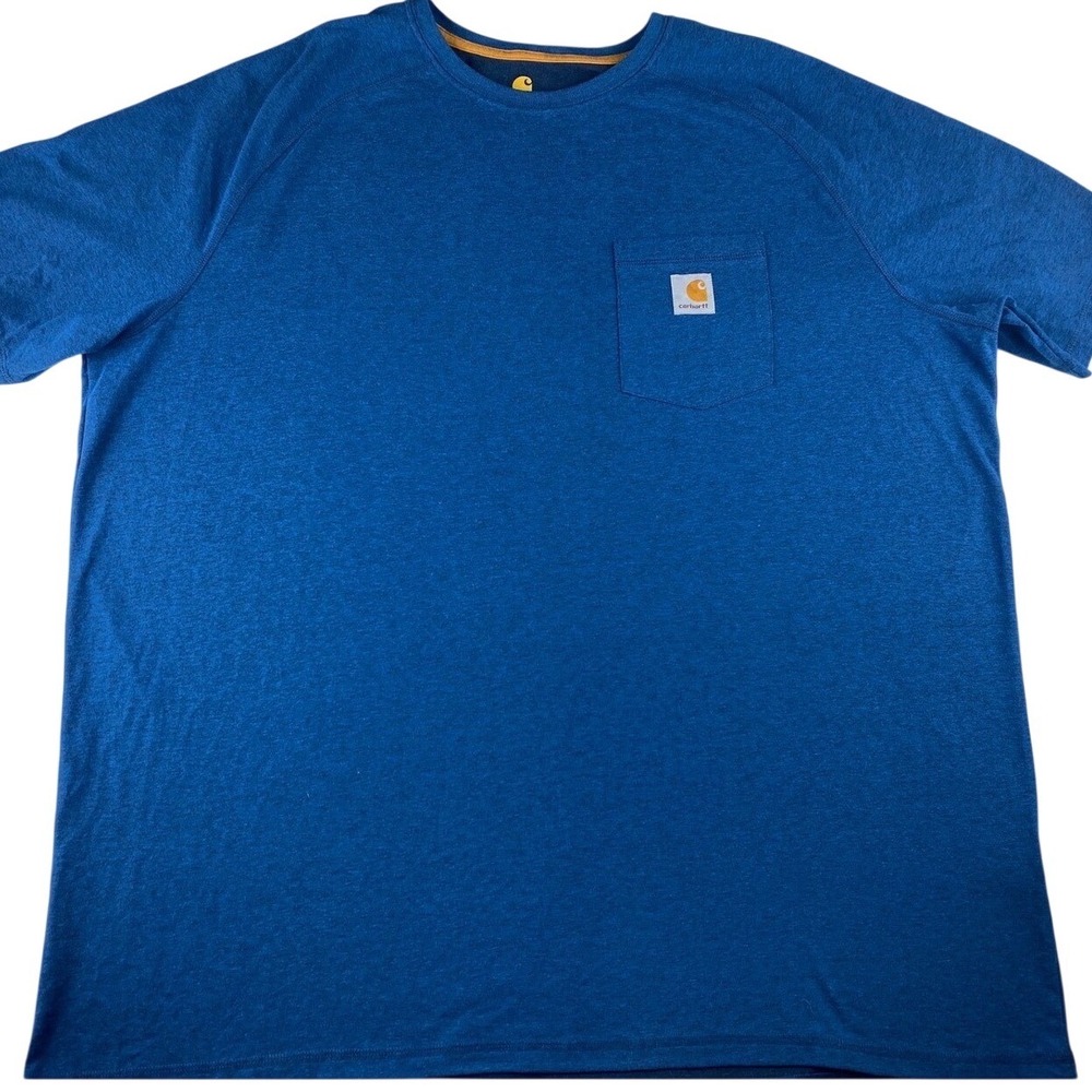 Carhartt Force Mens 2XL Relaxed Fit Pocket‎ T-Shirt Blue Short Sleeve